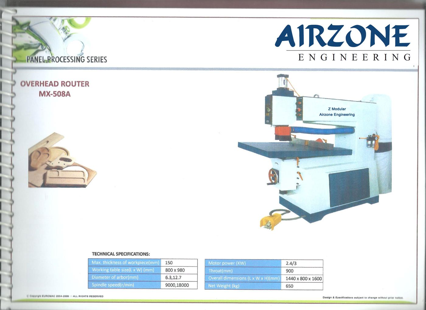 MX-508A overhead router for template and pattern routing