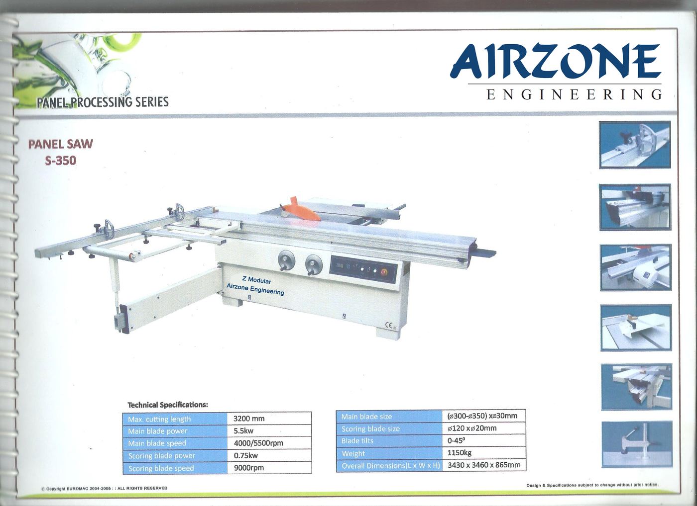 Panel Saw S-350 catalogue sheet